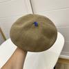Autumn and Winter Cashmere Knitted Contrasting Colors Tweet Beret Women's Literary Fashion Elastic Sweat Belt Painter Hat