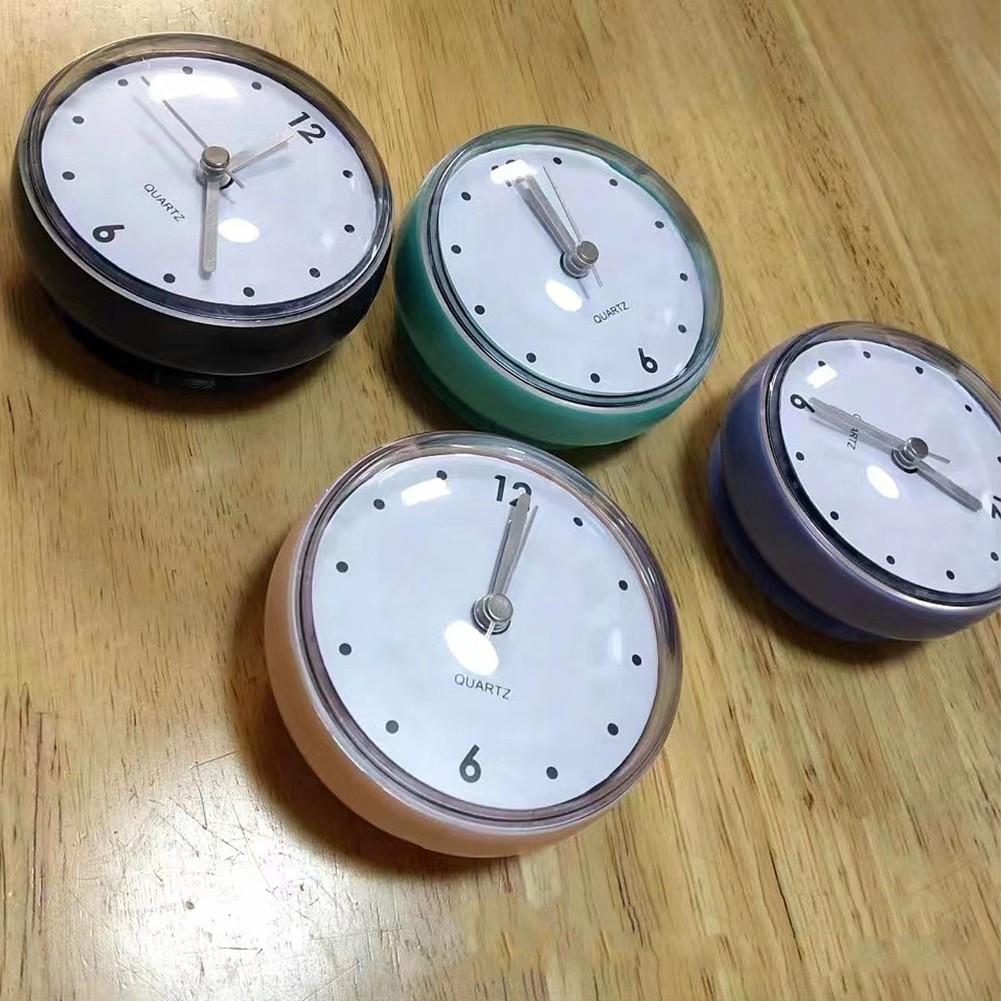 Silent Quartz Clocks Sucker Wall Clock Anti-Fog Waterproof for Kitchen Bathroom
