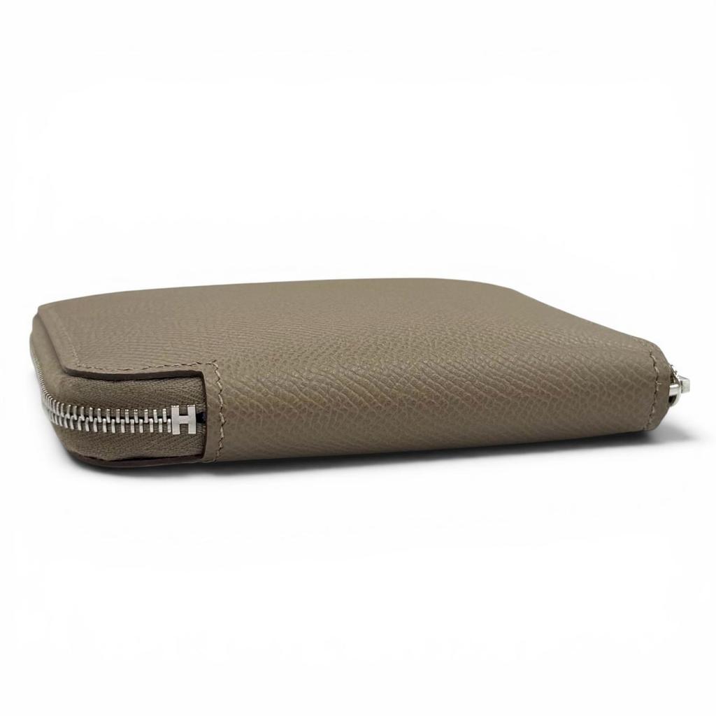 Portamonete HERMES impeccabile Azap compatto in seta con cerniera tonda in pelle Epsom da donna Usato