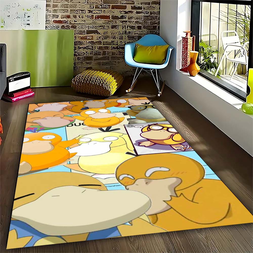 Pokemon Enton Süßer Teppich Schönes Cartoon-Enten-Design Waschbarer Anti-Rutsch-Teppich für Kinderzimmer