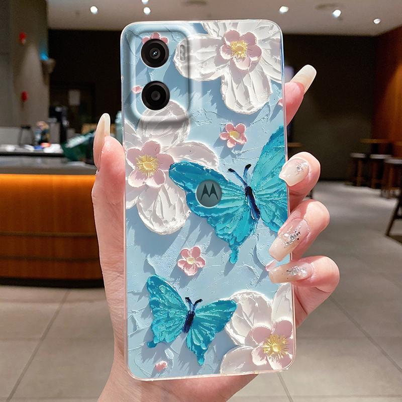 For Motorola Moto G05 E15 Case 2024 Fashion Butterfly Flower Clear Soft Silicone TPU Capa Phone Cover For MotoG05 MotoE15 Fundas
