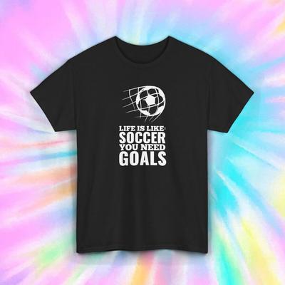 Das Leben ist wie Fußball Man braucht Tore Lustiges Sport-Grafik-T-Shirt Geschenk S-5XL