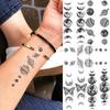 15 foi Tatuaje temporare cu lanț de planete spațiale false pentru femei bărbați braț luna neagră tatuaj stea soarelui univers mic tatuaje decal