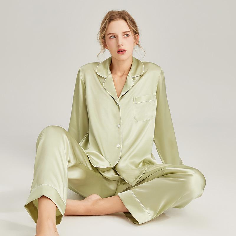 Shanmuer Women's Mulberry Silk Pajama Set - Two-Piece, Wearable Outdoors, Spring/Autumn