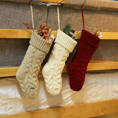 1 Stück Weihnachten Strickstrümpfe Deko Festival Geschenktüte Kamin Weihnachtsbaum Hängende Ornamente Deko Rot Weiß Weihnachtsstrumpf