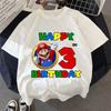 Cartoon Super Marios Birthday Tshirt for Boys Girls 38 Years Party Wear Supplies Clothes Cotton Shirts Baby Shower Clothing