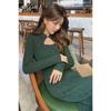 Autumn New High-end Temperament Muse Fan Green Knitted Long-sleeved Hip-wrapped Cheongsam Long Dress