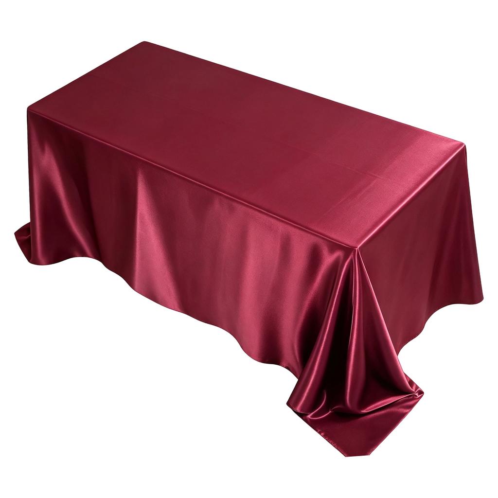 Satin Tablecloth and Table Runner, Polyester Table Cover for Wedding, Party, Christmas, Birthday, Hotel Decoration, 145305/57120