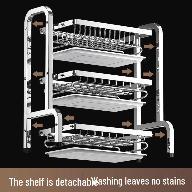 Nordic 3-Tier Stainless Steel Foldable Dish Drying Rack