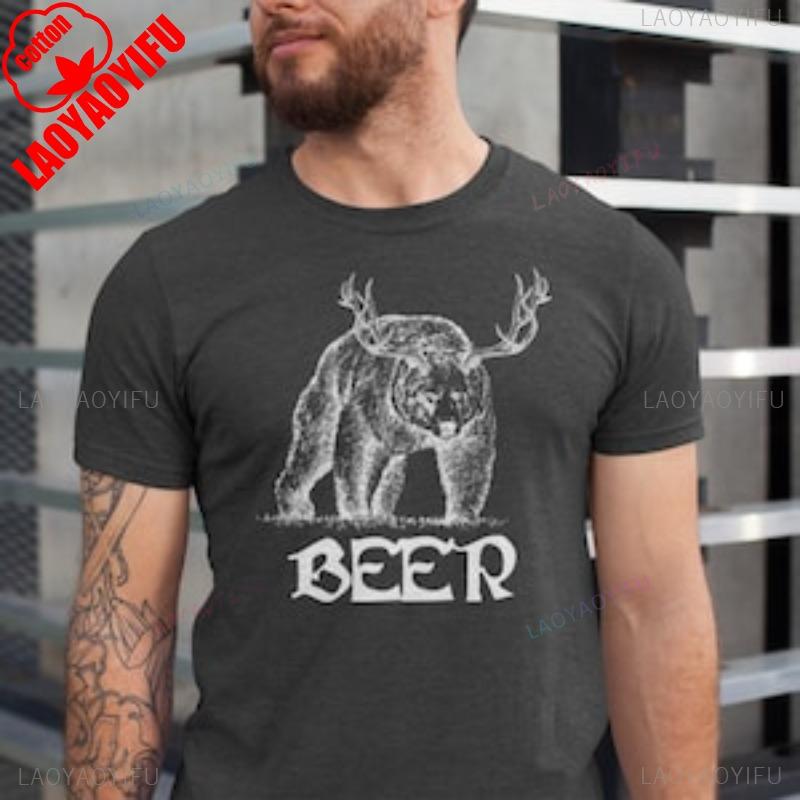 Funny Beer Tshirt  Camping Graphic Shirt Cool Drinking Alcohol Humor TeeSummer Shortsleeved Loose Roundneck Cotton Tops