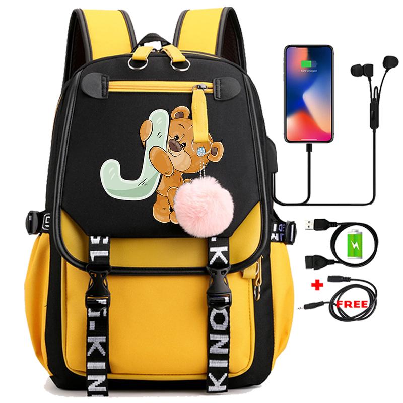 Leinwand Druck 26 Englisch Buchstaben Student Schule Tasche Rucksack Outdoor Teenager Mädchen Büchertasche Laptop Reise Rucksack