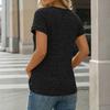 Women’s Ribbed Crew Neck Short Sleeve Top with Raglan Button Knit Pullover Casual Blouse for Everyday Wear