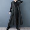Ärmellose Plus-Size schwarze Denim-Vintage-Kleider für Damen, lässig, locker, lang, Frühling, Herbst