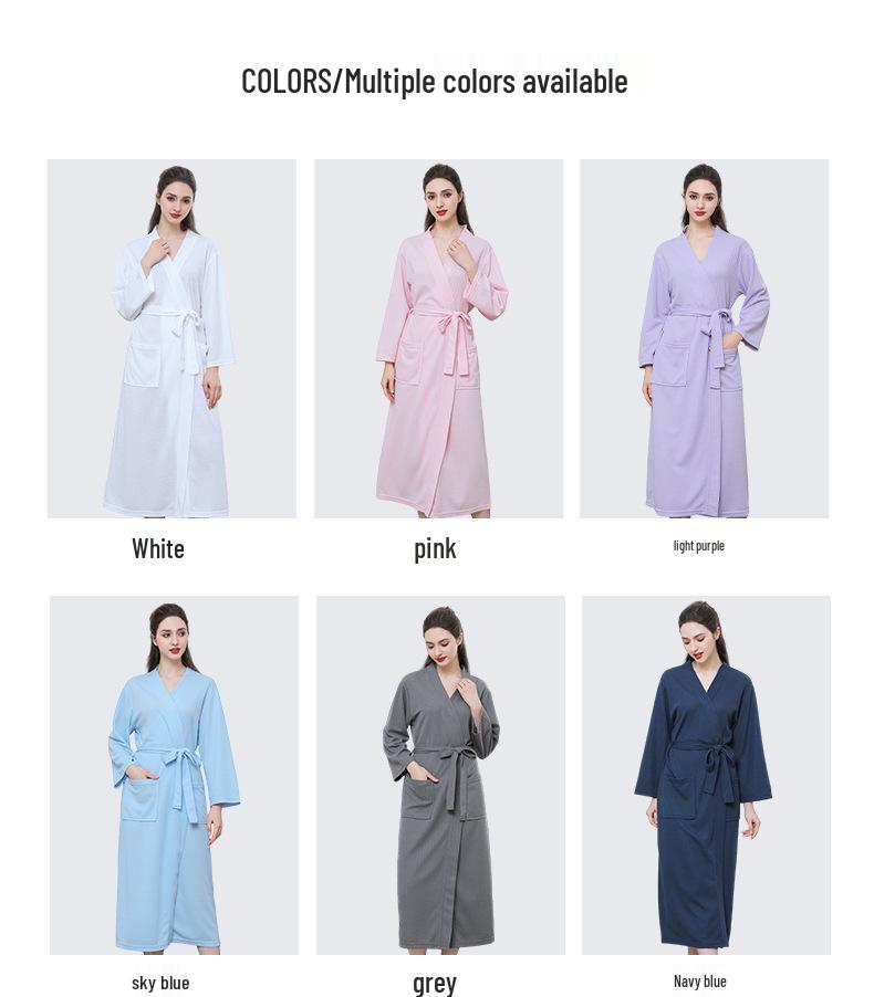 European American Style Women's Quick-Dry Absorbent Summer Waffle Bathrobe