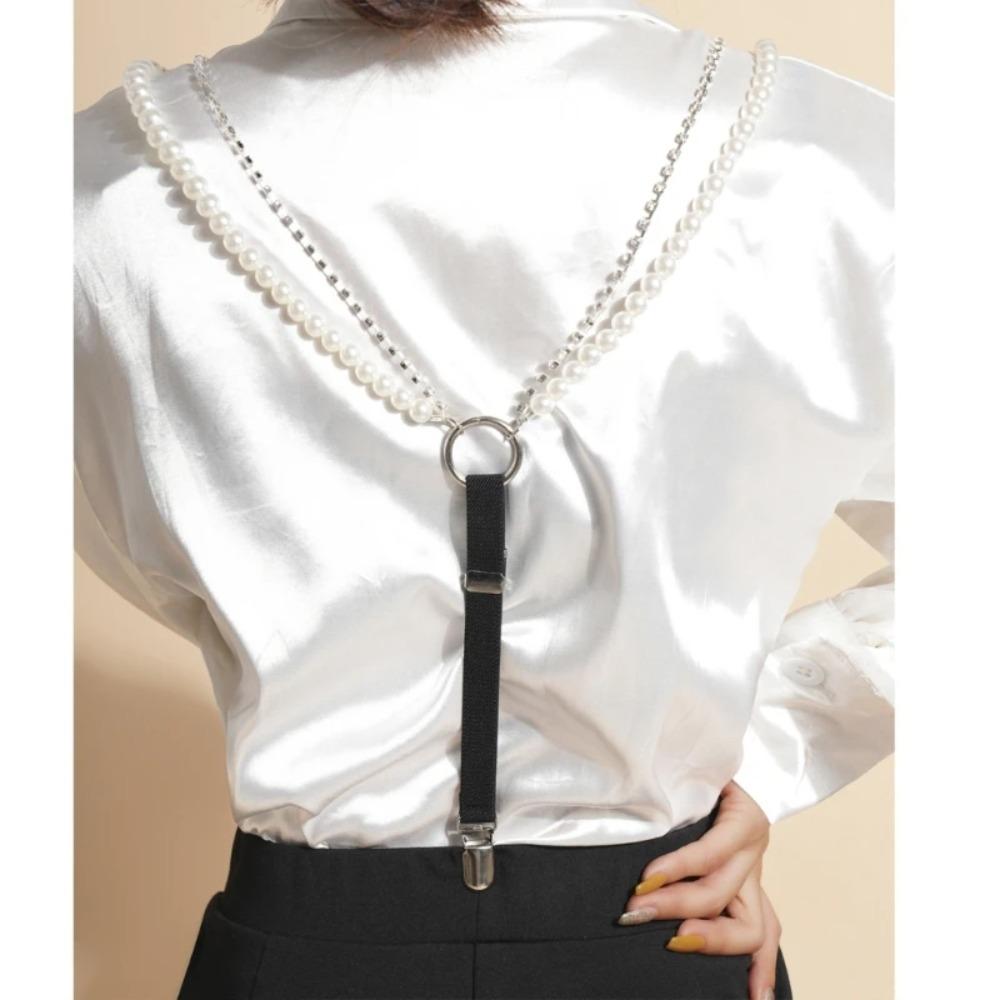 Elegant Pearl Suspenders Versatile Suspenders Braces Fashion Adjustable Straps  for Skirt Pants