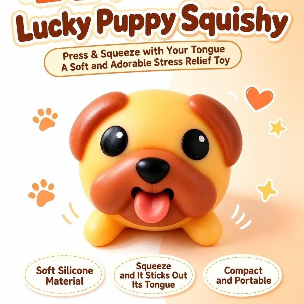 Tongue Out Squeeze Dog Toy Soft Squeeze Puppy Squishy Toy New Brown Puppy Figurine Desktop Decor