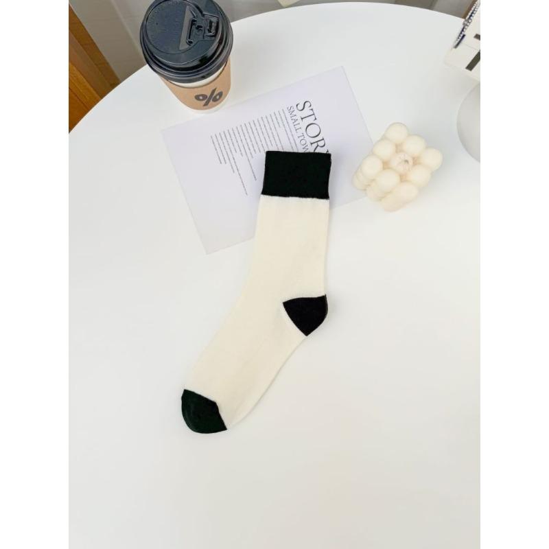 

Носки до середины икры для осени и зимы, подобранные по цвету носки до середины икры, нишевые и модные женские носки 1 pair белый