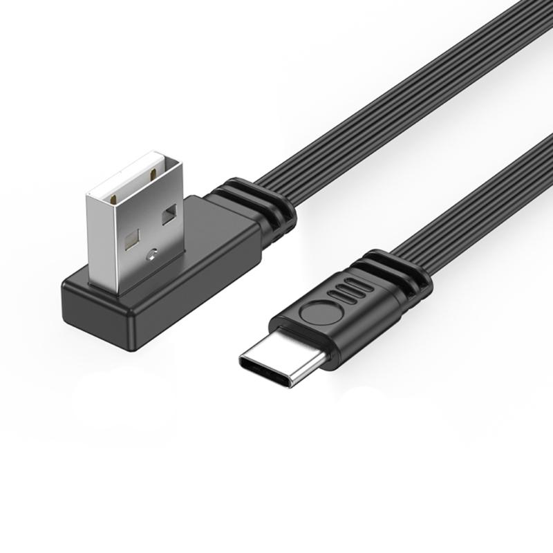 10CM-100CM Flat Flexible straight&Up & Down & Left & Right Angled 90 Degree Usb Male to Type C Male charging and Data Cable