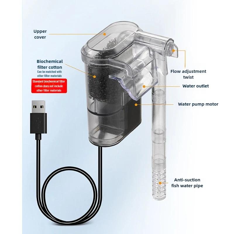 Aquarium USB Air Pump 5V Portable Mini Oxygenator Silent Fish Tank Air Compressor Oxygen Aerator Accessory for Indoor Fish Tank