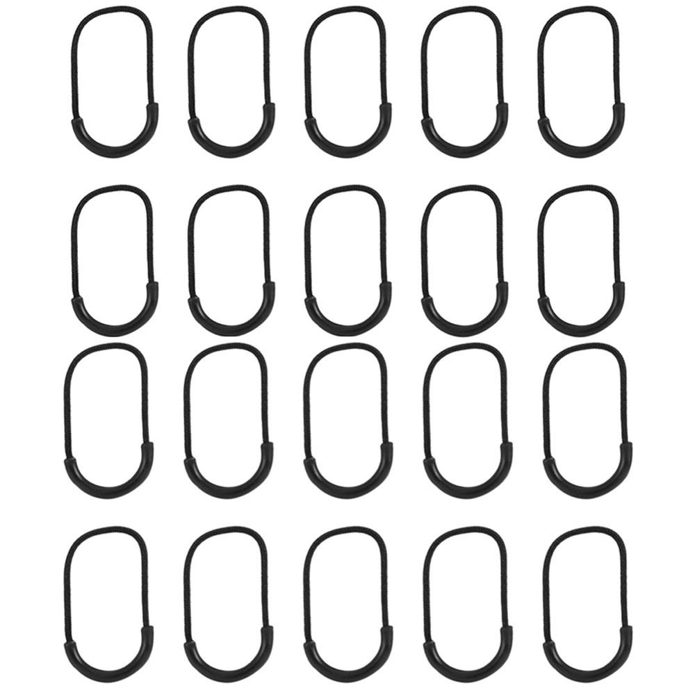 20 Pcs Durable PVC Zipper Pulls U Shape Black EDC Zipper Pulls Smile Style Zipper Bag Accessories