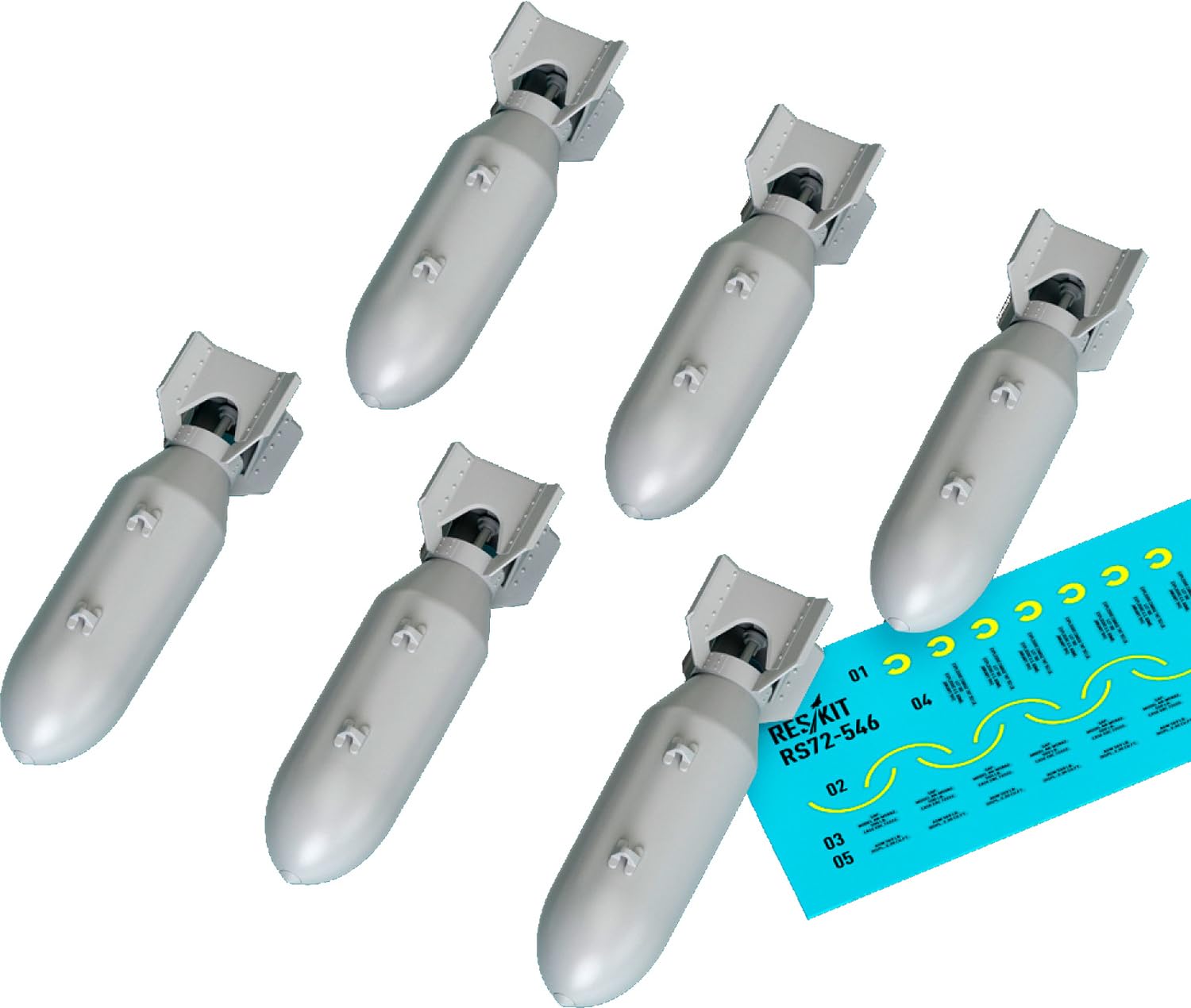 

Reskit Вторая мировая война Армия США 500 фунтовая авиационная бомба из деталей набора пластиковой модели 1/72 AN-M58 Полубронебойная (Пакет 6) RSK72-0546 (Самолет)