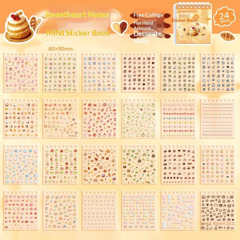 New 24Pcs/pack DIY Scrapbook Supplies Kawaii Journaling Collage Sticker Book High Beauty Cute Diary Decoration Decals Crafts