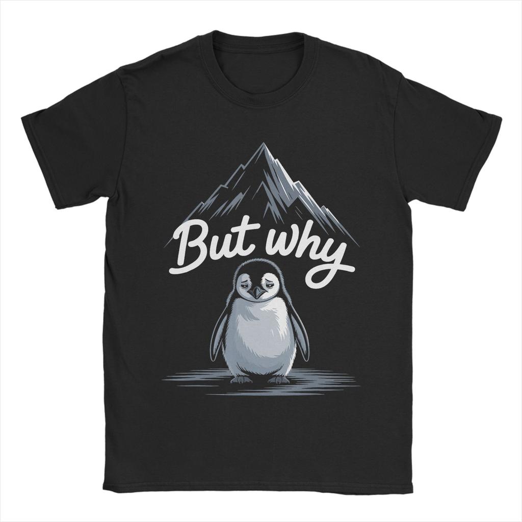 Trendy Nihilist Penguin ButWhy Mountain LonelyPenguin Cotton T Shirt For Couple Summer Vintage T Shirts Breathable Tees