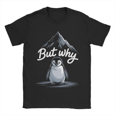 Trendy Nihilist Penguin ButWhy Mountain LonelyPenguin Cotton T Shirt For Couple Summer Vintage T Shirts Breathable Tees