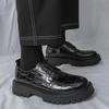 Fashion Black brown men's leather shoes Gentleman retro style Fashion outdoor street casual youth Thick soled shoes Versatile 38-46