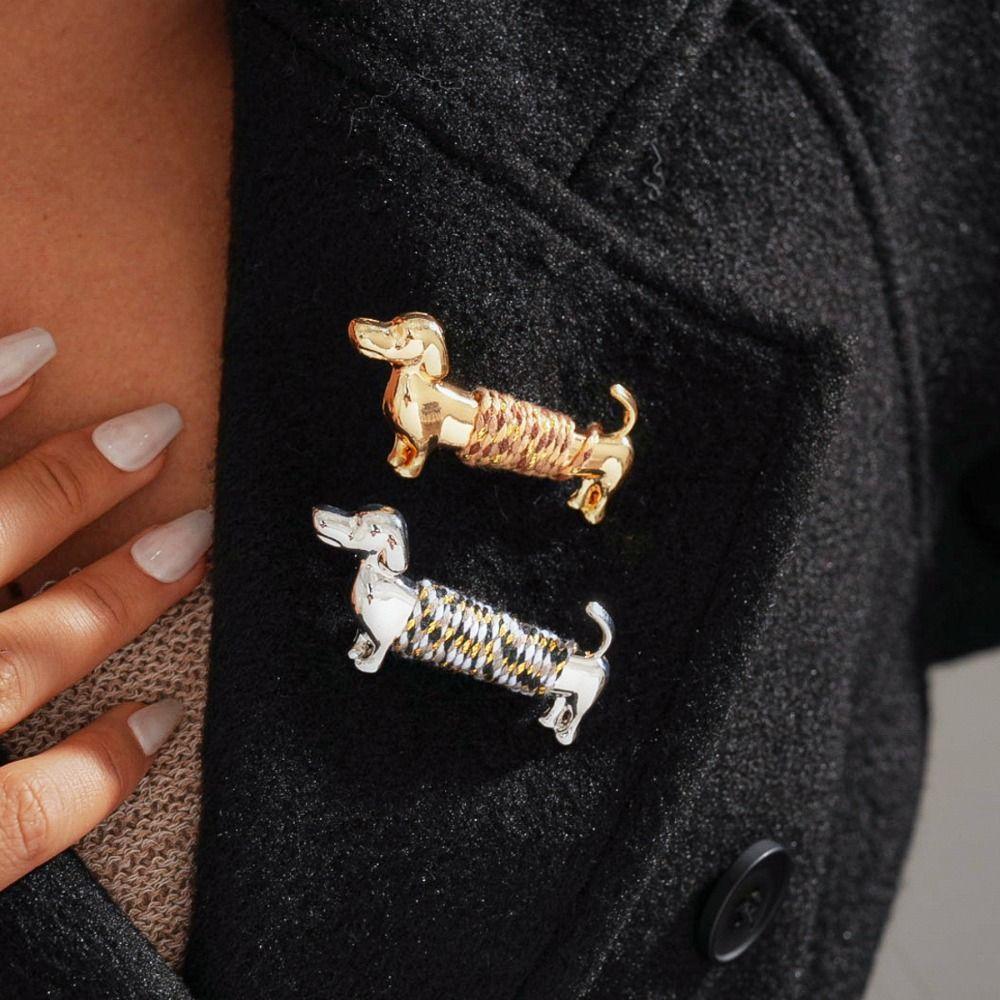 Luxury Cute Dog Brooch Jewelry Accessories Animal Lapel Pin Sausage Dog Brooch  New Year Gifts