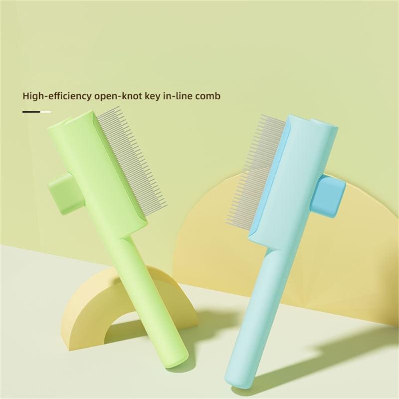 Cats Grooming Brush With Release Button Pet Hair Removal Comb For Short Long Hair Cats Massaging Shedding Cleaning Tool