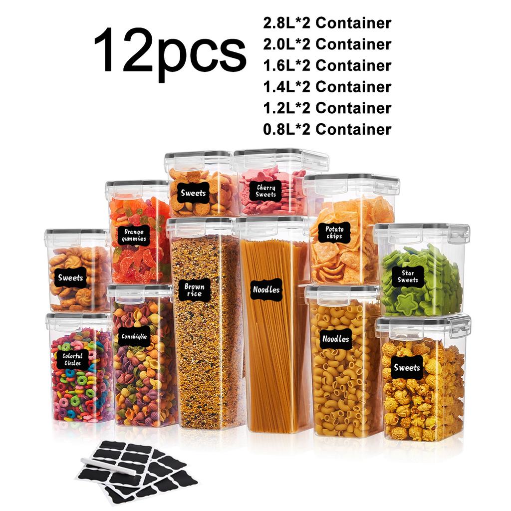 12pcs Clear Pasta Container Set With Locking Lid Food Storage Box for Spaghetti Noodles Kitchen Pantry Storage