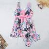 2024 Summer Beach Party New Swimsuit V-neck Printed Sexy Ladies Skirt Split Bikini Set