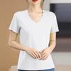 Women's Solid Color Casual V-neck Sim Ple Short-sleeved T-shirt Female Top