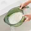 1pcs MULTIFUNCTIONAL RICE WASHER AND STRAINER BOWL Food Grade Plastic Rice Beans Peas Washing Strainer Green Color