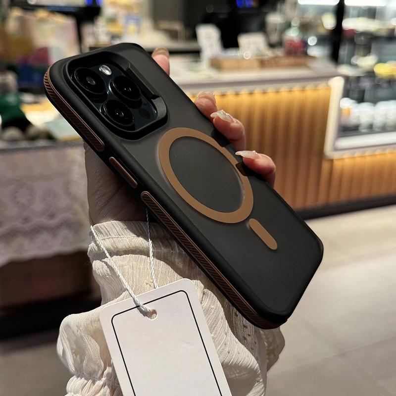 New Patchwork Color Phone Case For iPhone 16 15 14 13 12 11 Pro Max Plus Anti Slip Frosting Translucent Magsafe Magnetic Cover