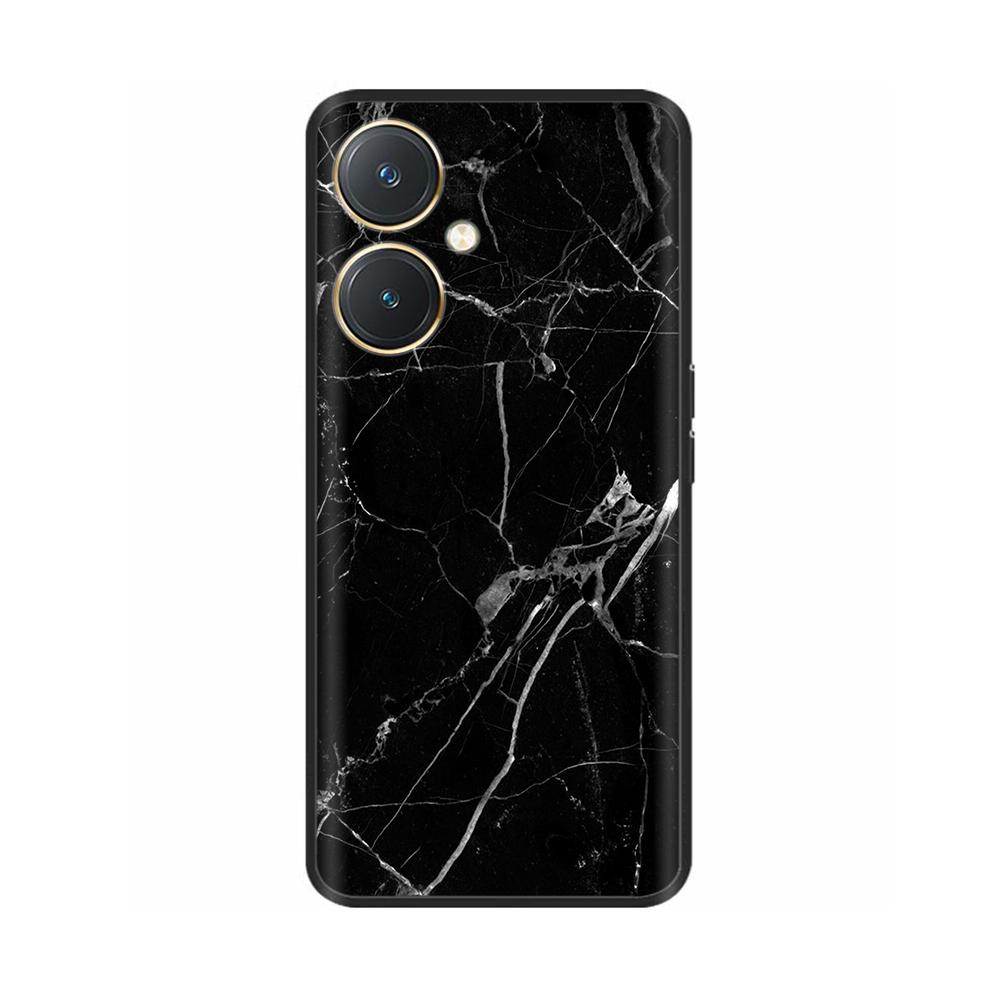 For Vivo Y27 Y27s Case Fashion Flowers Black Soft Coque Silicone Shockproof TPU Phone Cover Funda for Vivo Y27 Y 27 Bumper V2249