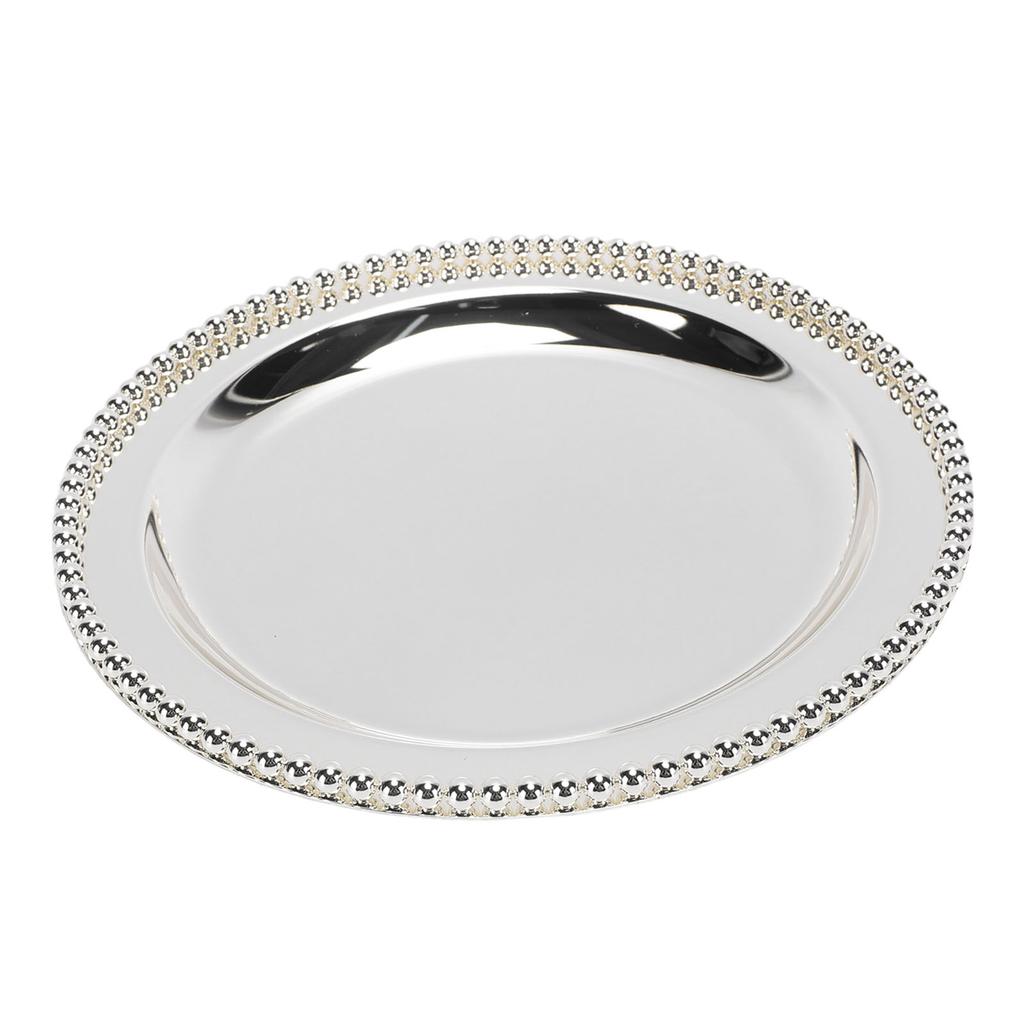 European Style Round Dessert Plate Metal Decorative Serving Tray Afternoon Tea Cake Fruit Tray Rustproof Elegant Snack
