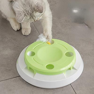 Electric Pet Cat Toy Funny Cat Automatic Rotating Cat Play Teaser Plate Mice & Animal Toys Interactive Playing Exercise Toy