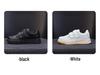 Women's White Platform Sneakers - 5cm Height Boost, Autumn Casual, Velcro, Thick Sole, Genuine Leather.