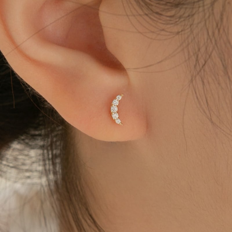 LUNNE 14k Crescent Moon Q Piercing (14k Gold) (Bar Thickness 1mm) #PIB15