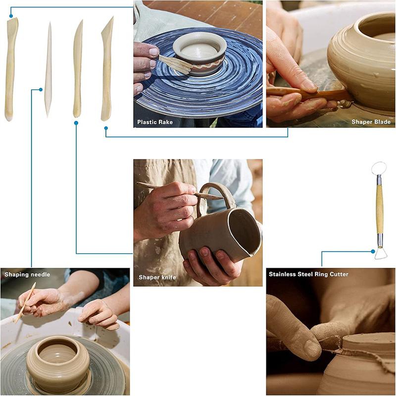 10Pcs Pottery Clay Sculpting Modeling Tool Set Double-Sided Clay Sculpture Tool Set Wooden Modeling Clay Sculpting Tools Kit