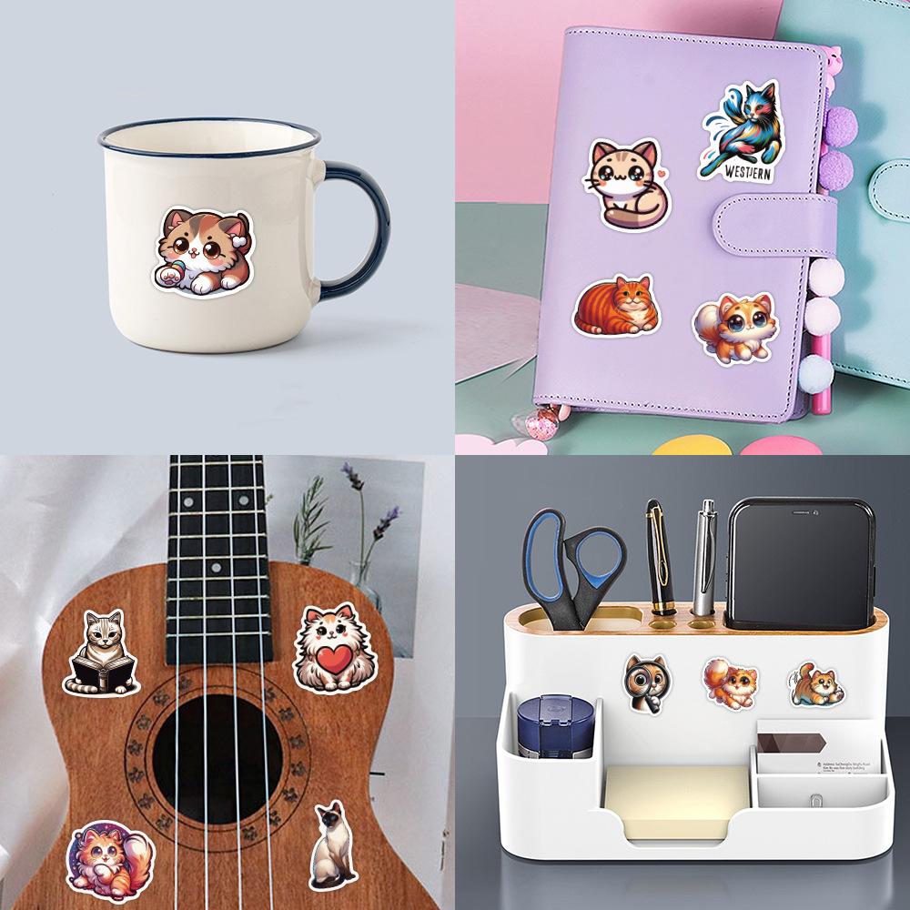 50 New Style Cat Graffiti Stickers Decorate Car Laptop Hand Note Waterproof Stickers