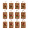 12-Piece Christmas Gift Tote Bag, Christmas Candy Gift Bag with Thick Kraft Paper Reindeer Sleigh Tree Hat Pattern, Reusable Grocery Gift