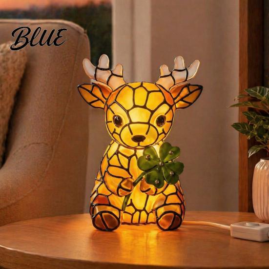 Cozy Warm Light for Reading Vintage Stained Glass Style Desk Lamp Cute Animal Night Light Decorative Room Ambient Lighting Lamp Bedroom Bedside Kids