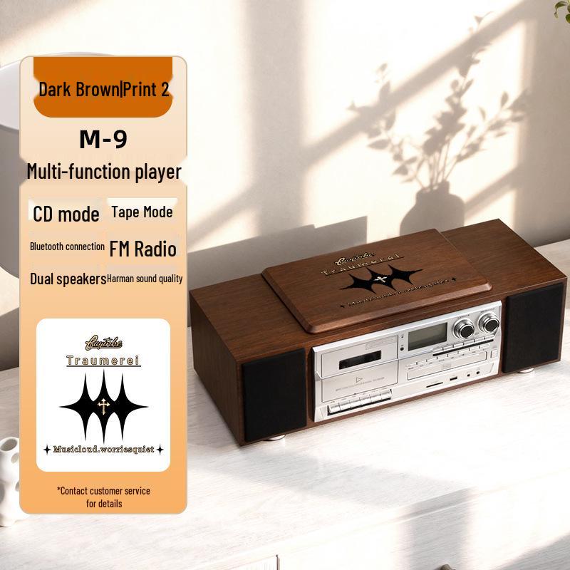 Bluetooth Retro Cassette CD Player with Harman-Quality Sound and High-Power Speaker