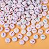 Alphabet Beads: Colorful A-Z Single Letter Round Beads for DIY Jewelry – Flat, White Background, Straight Hole for Stringing Phone Chains & More