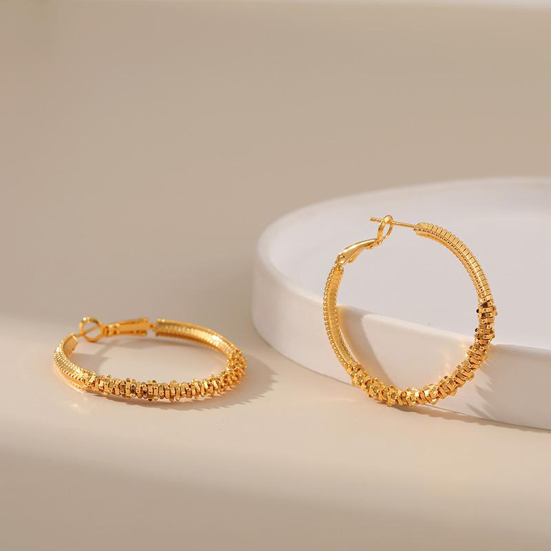 Minimalist French Style Geometric Circle Ear Buckle Stud Earrings For Women