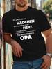 UnisexS Casual Tee Featuring a Distinctive GerUnisex Saying Madchen Das Herz Eines OPA Short Sleeves Round Neck Black with White Print