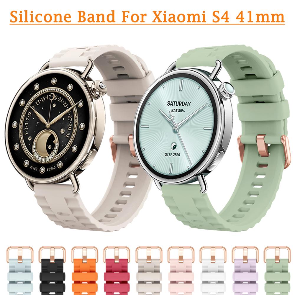18mm Universelles Armband für Xiaomi S4 41mm Sport Atmungsaktives Silikon-Armband für Xiaomi S4 18mm Roségold Schnalle Design Armband